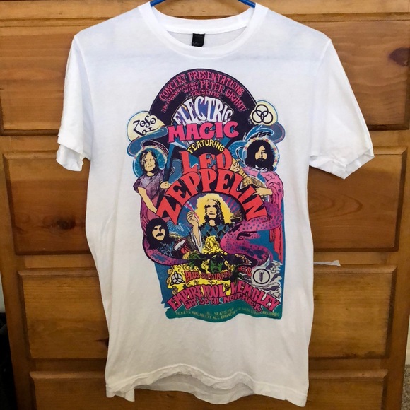Tops - Led Zeppelin White Band Shirt